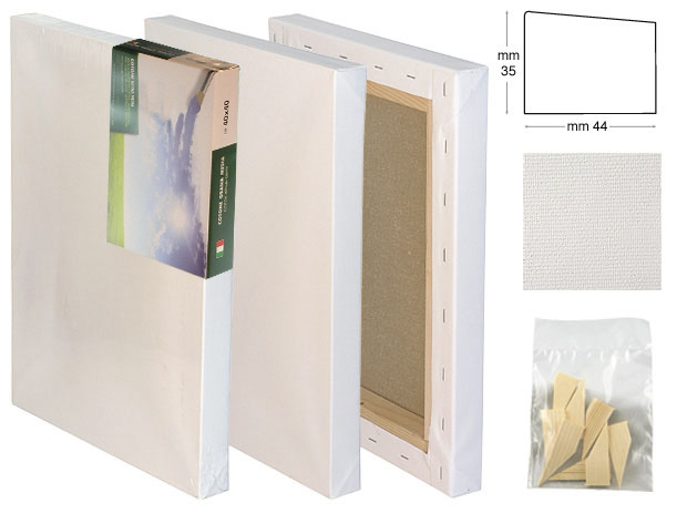 Cotton stretched canvas - 35 mm high, 60x80 cm, made in Italy