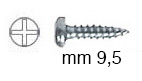 Screws, galvanized iron, cyl. head, mm 2,9x9,5 - Pack 100 pcs