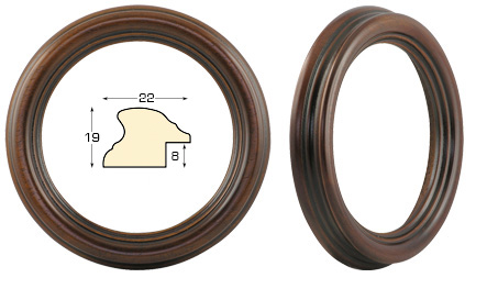 Round frames, antique walnut - diameter 12 cm