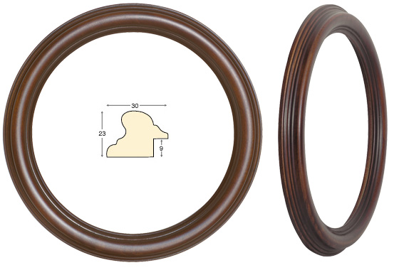 Round frames, antique walnut - diameter 22 cm