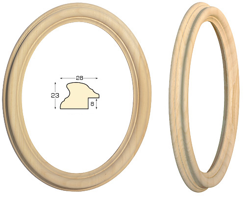 Oval frame in raw wood - 15x20 cm