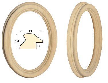 Oval frame in raw wood - 7x9 cm