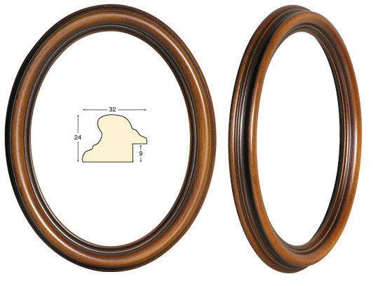 Oval frames, antique walnut - 20x25 cm
