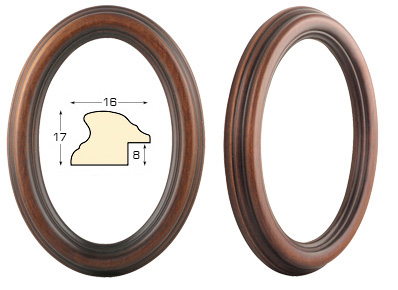 Oval frames, antique walnut - 5x7 cm