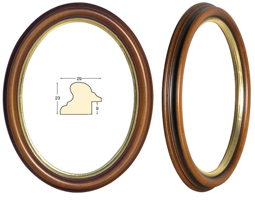 Oval frames, walnut, gold fillet - 15x20 cm