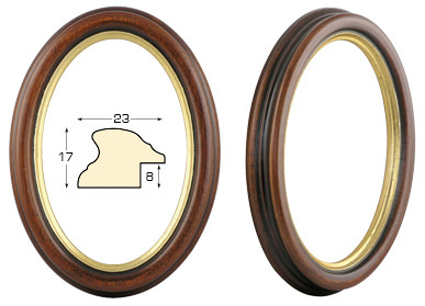 Oval frame, walnut, gold fillet - 7x9 cm