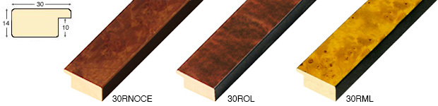 Moulding burl veneer Width 30mm - brown, opaque