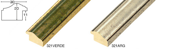 Moulding ayous width 30mm - distressed gold, green front