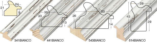 Complete set of corner samples of moulding - shabby white (4 pieces)