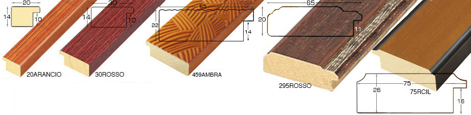 Moulding ayous 65mm - amber with relief decorations