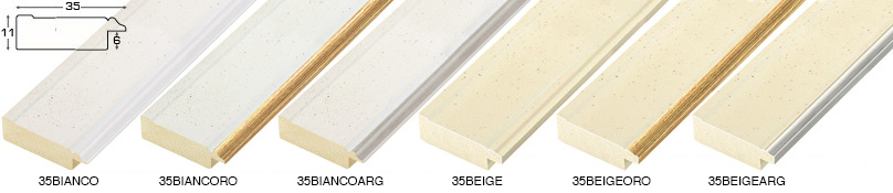 Complete set of corner samples of moulding 35 (6 pieces)