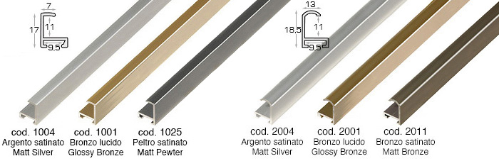 Complete set of corner samples of moulding Allum. serie 12 (4 pieces)