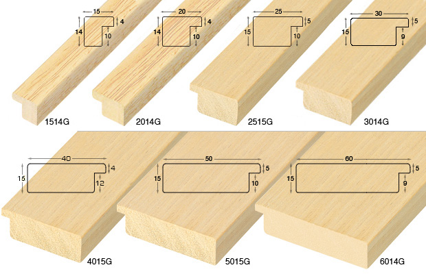 Complete set of corner samples of flqt raw mouldings (7 pieces)