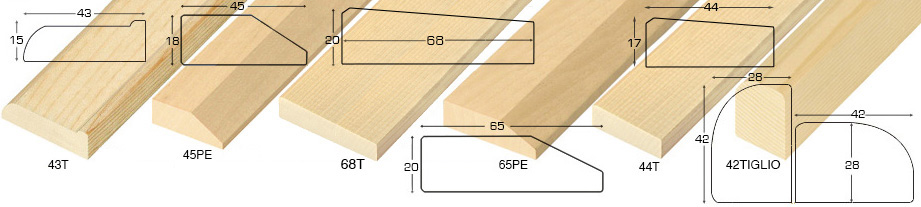 Moulding finger-jointed pine, width 43mm, height 15mm, bare timber