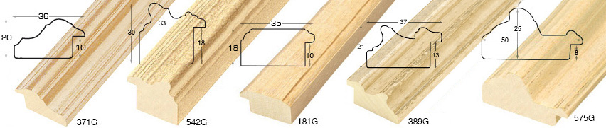 Moulding ayous, width 36mm, height 20mm, bare timber