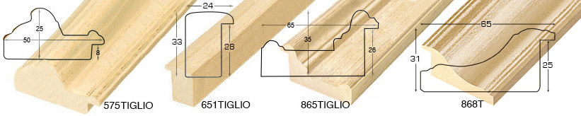 Moulding lime tree, width 50mm, height 25 - bare timber