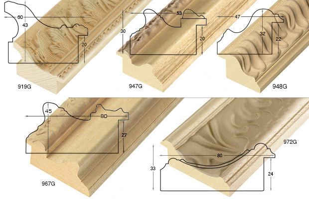 Moulding lamellar fir, width 60 mm - embossed, bare timber