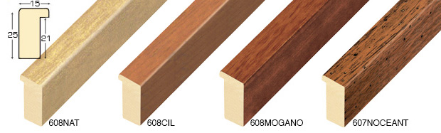 Moulding ayous, width 15mm height 25 - natural wood