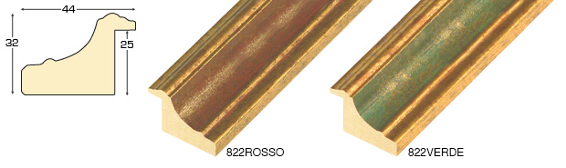 Moulding ayous, width 44mm, height 32 - gold with red band