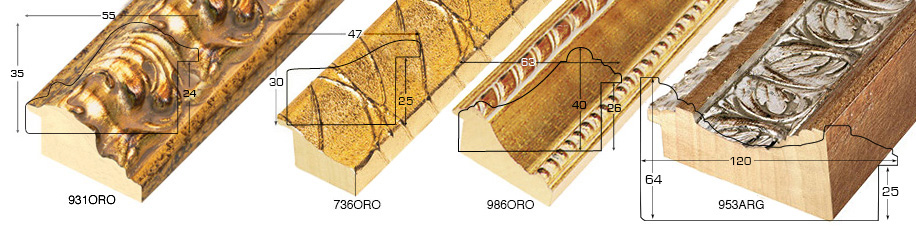 Moulding ayous, width 55mm, height 35 - Gold