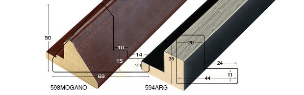 Complete set of corner samples of moulding 598 (2 pieces)