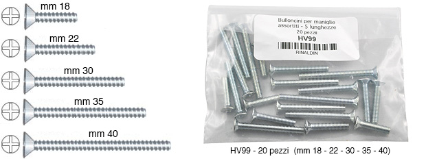 Iron bolts with flat countersunk head, 18 mm - Pack 100