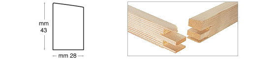 Stretcher bars, fir, 28x43 mm - length cm 40