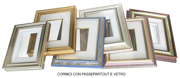 Set of various ready-made frames with matboard