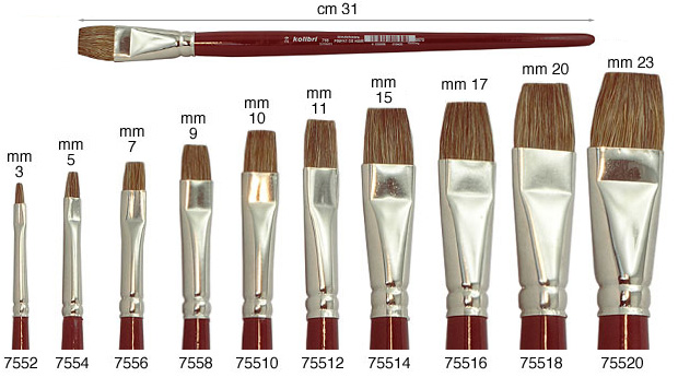 Flat hog bristle brushes no. 2