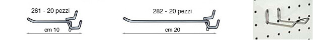 Hooks for pegboards walls, 100 mm - Pack 20