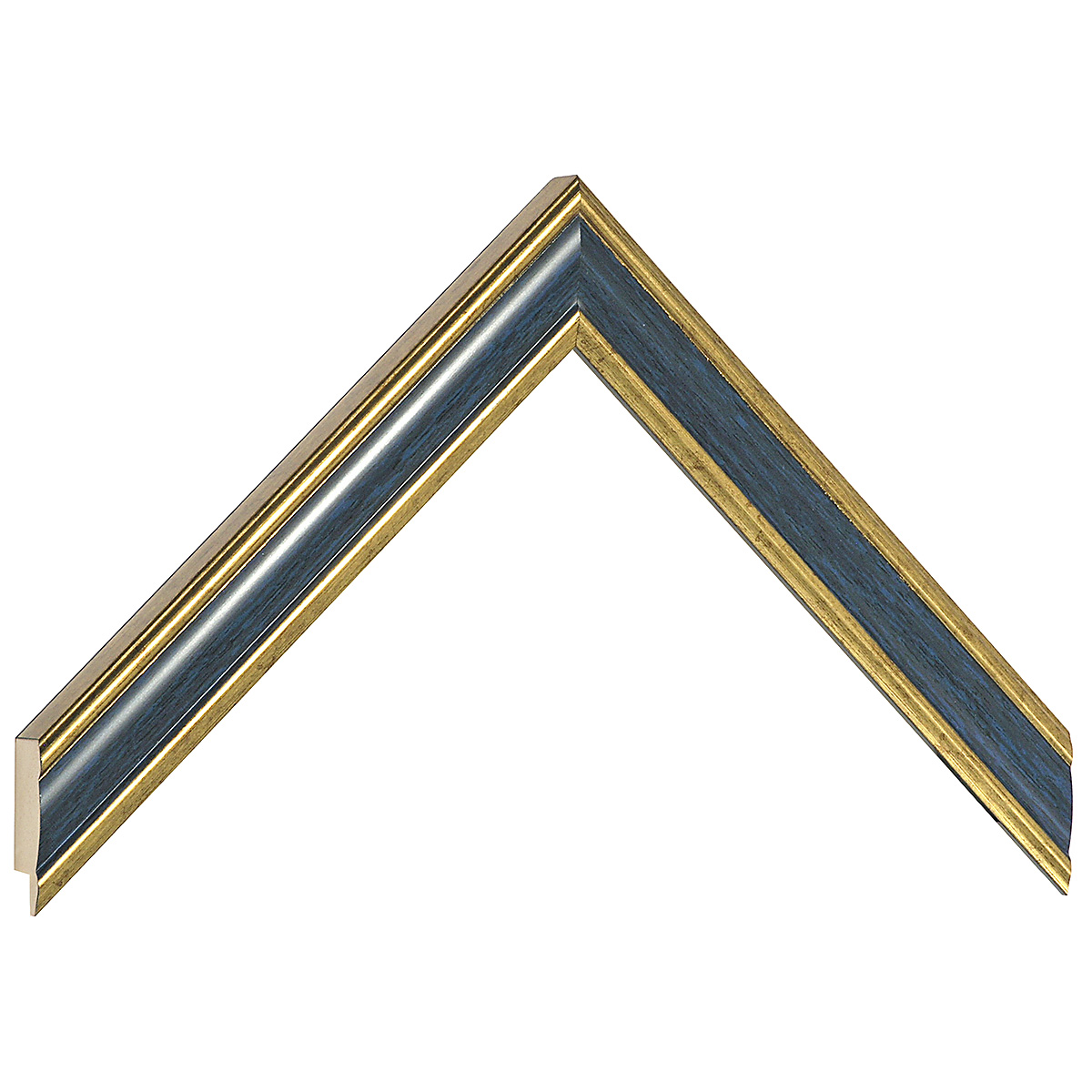 Moulding finger-jointed pine, width 24mm, height 13 - Gold, blue band - Sample