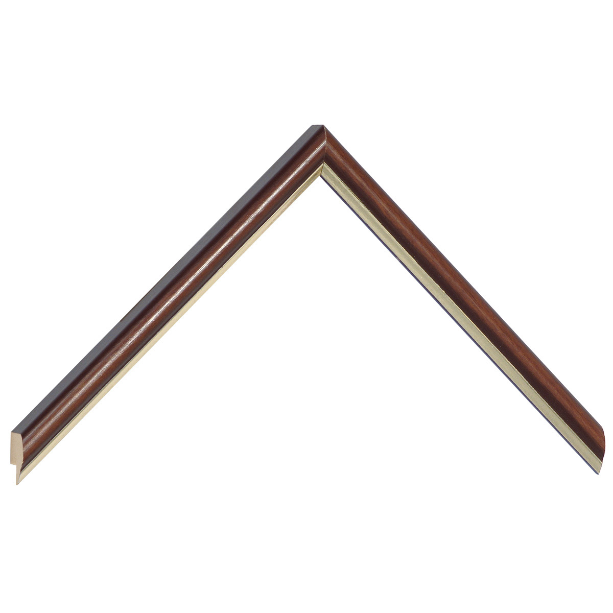 Moulding finger-jointed pine, width 13mm, height 15 - Walnut, silver edg - Sample