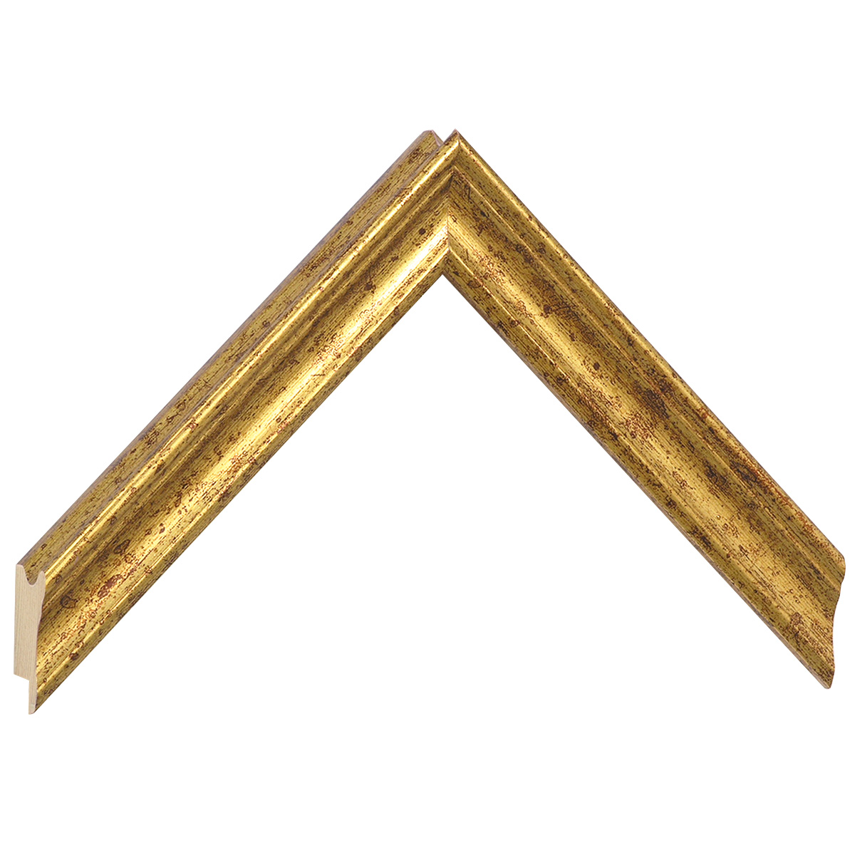 Moulding finger-jointed pine, width 25mm, height 23 - Shabby gold - Sample