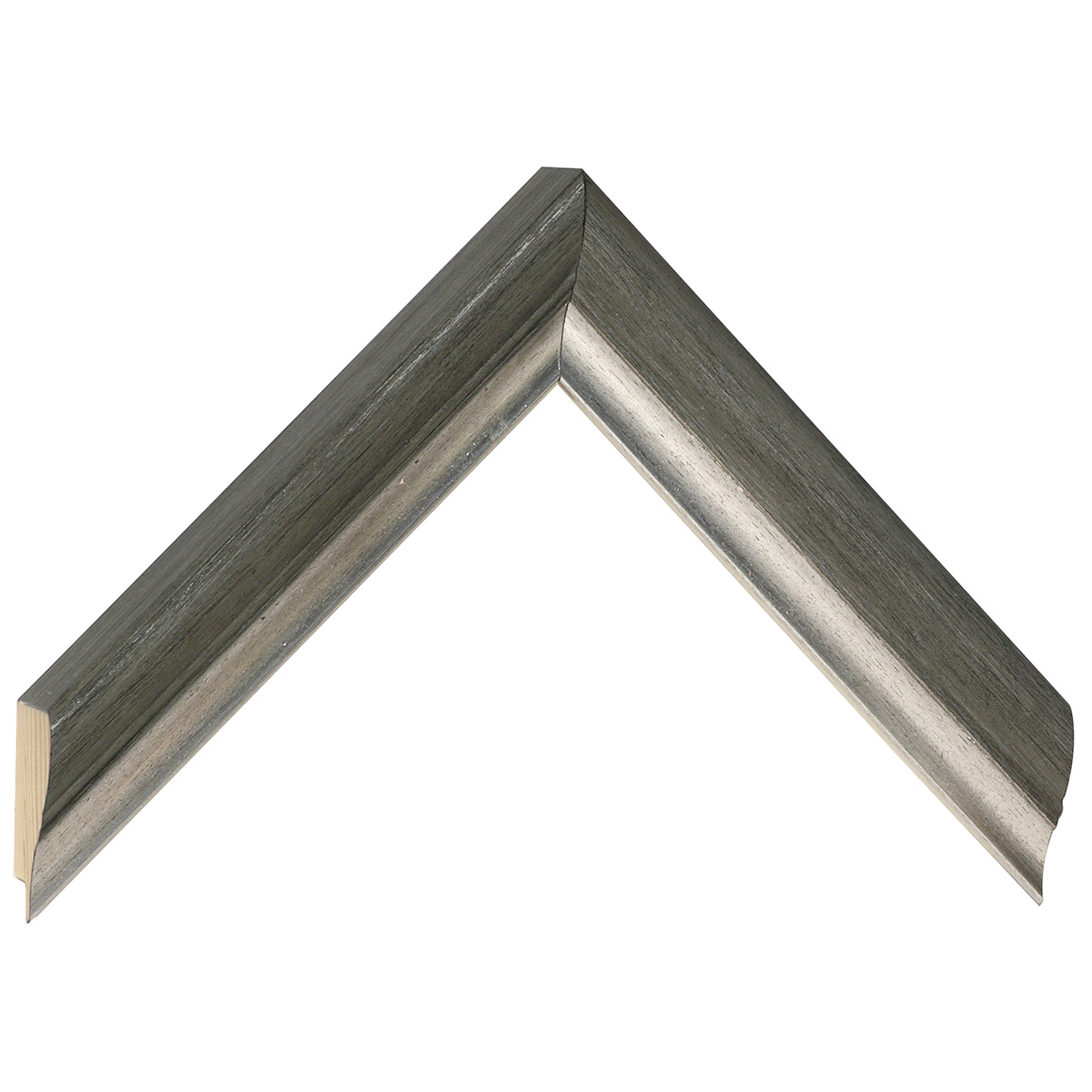 Moulding finger-jointed pine, width 30mm, height 27 - Pearl, silver band - Sample