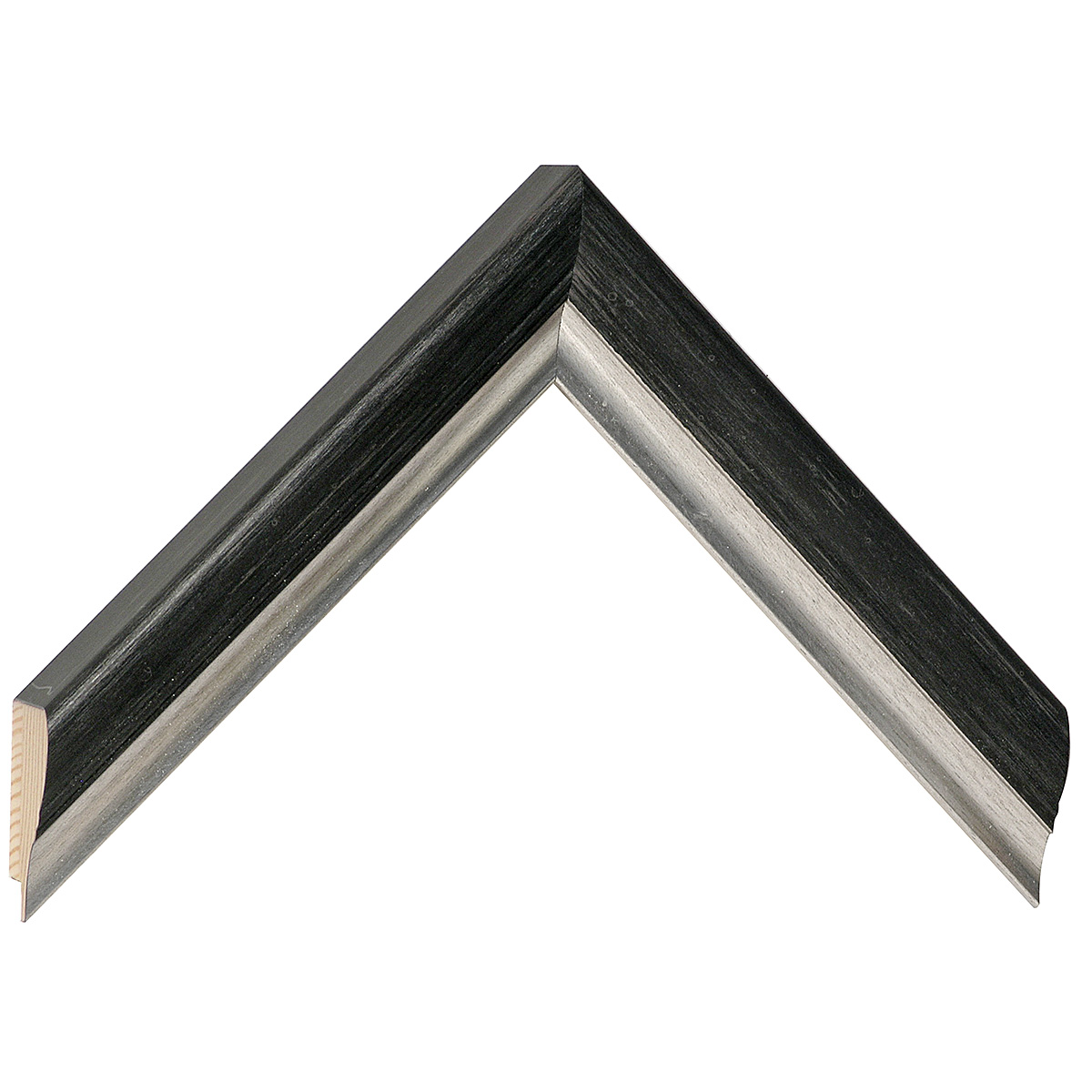 Moulding finger-jointed pine, width 30mm, height 27 - Grey, silver band - Sample