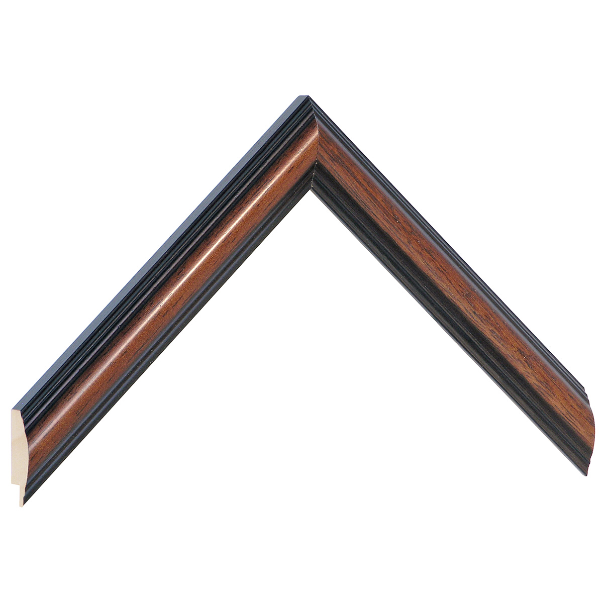 Moulding finger-jointed ayous, width 23mm, height 19 - Walnut - Sample