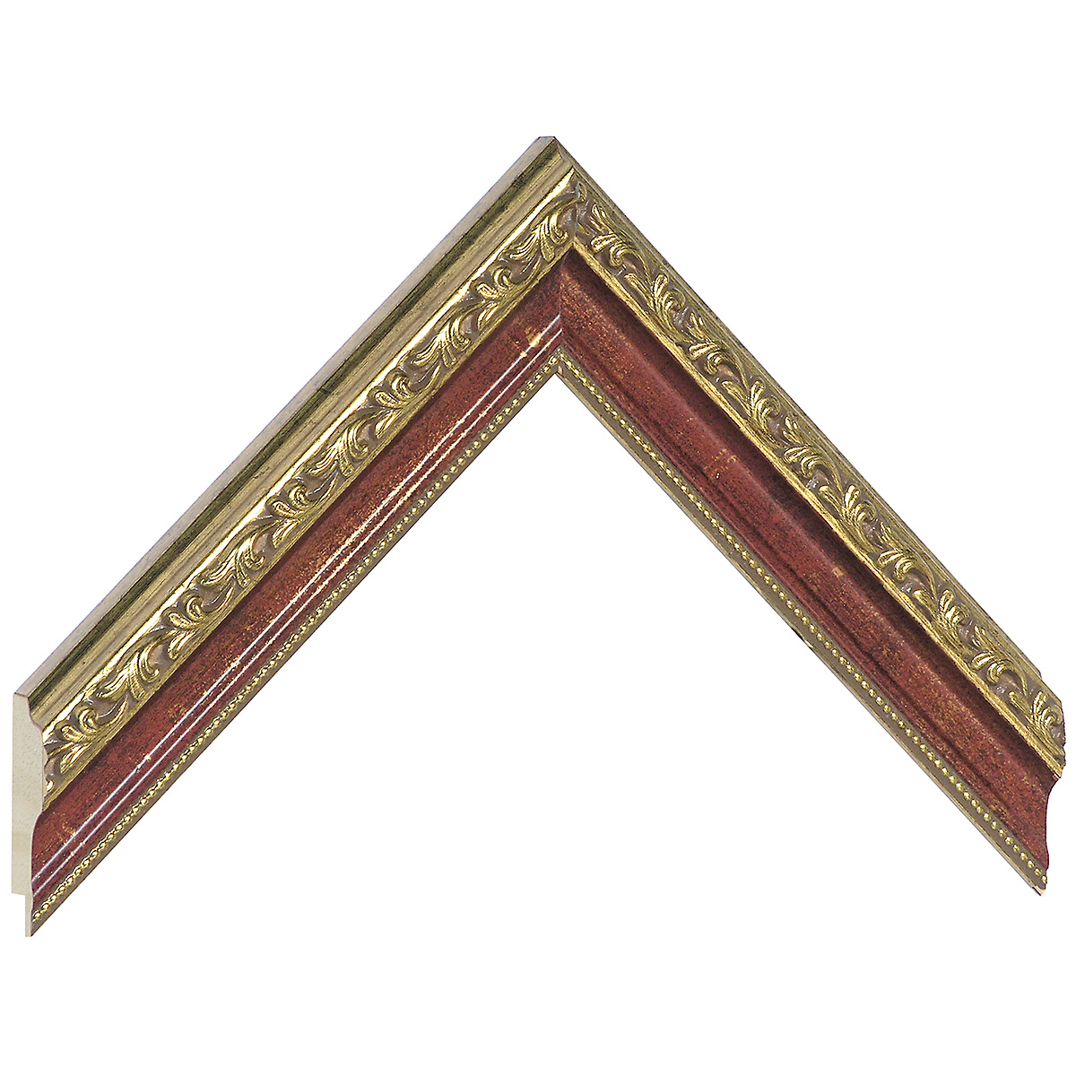 Moulding finger-jointed pine width 32mm - red with gold decorations - Sample