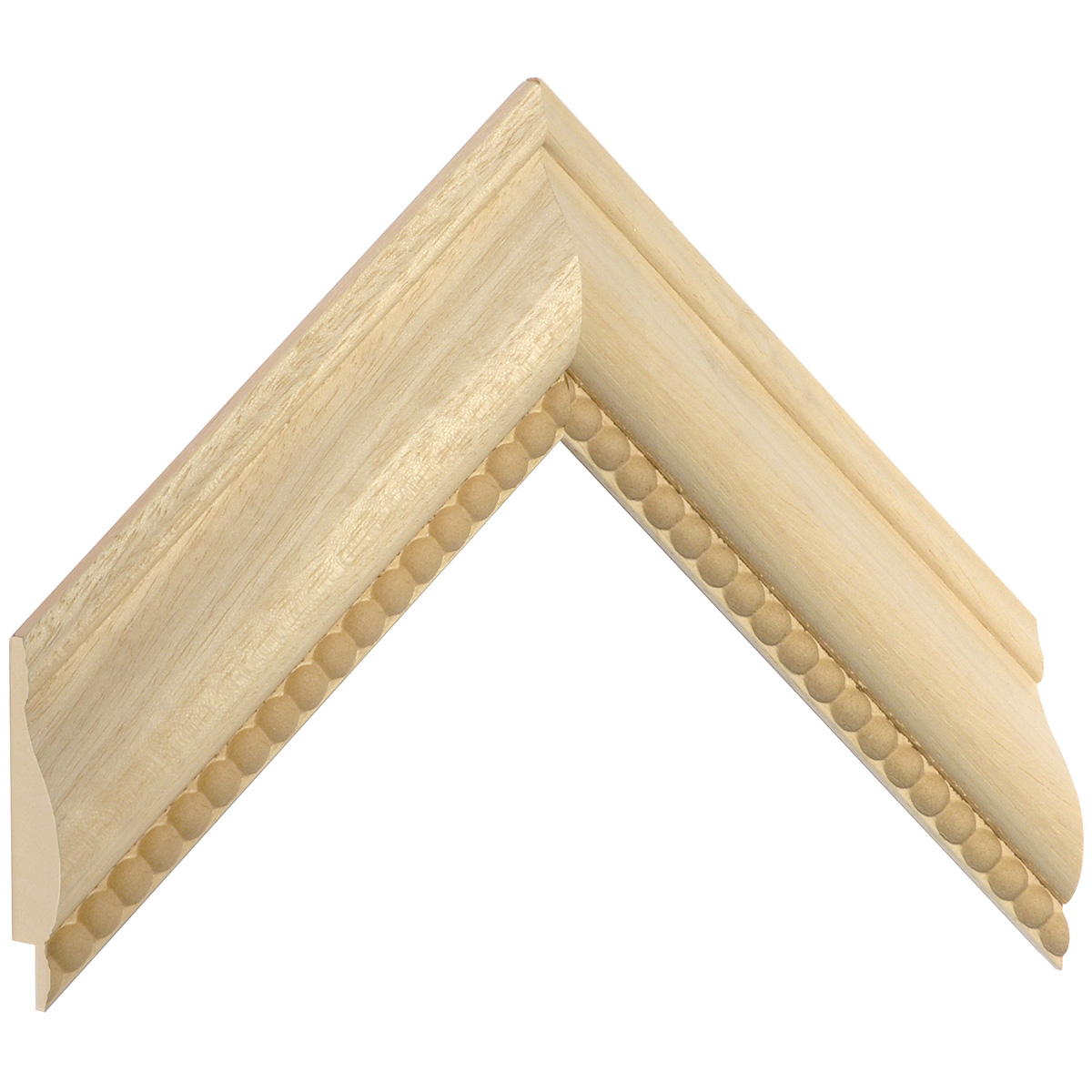 Moulding fingerjointed fir, width 49mm, height 28mm - embossed bare timb - Sample