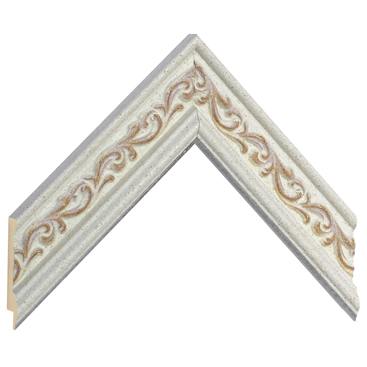 Moulding ayous, width 44mm, height 22 - White with decorations - Sample