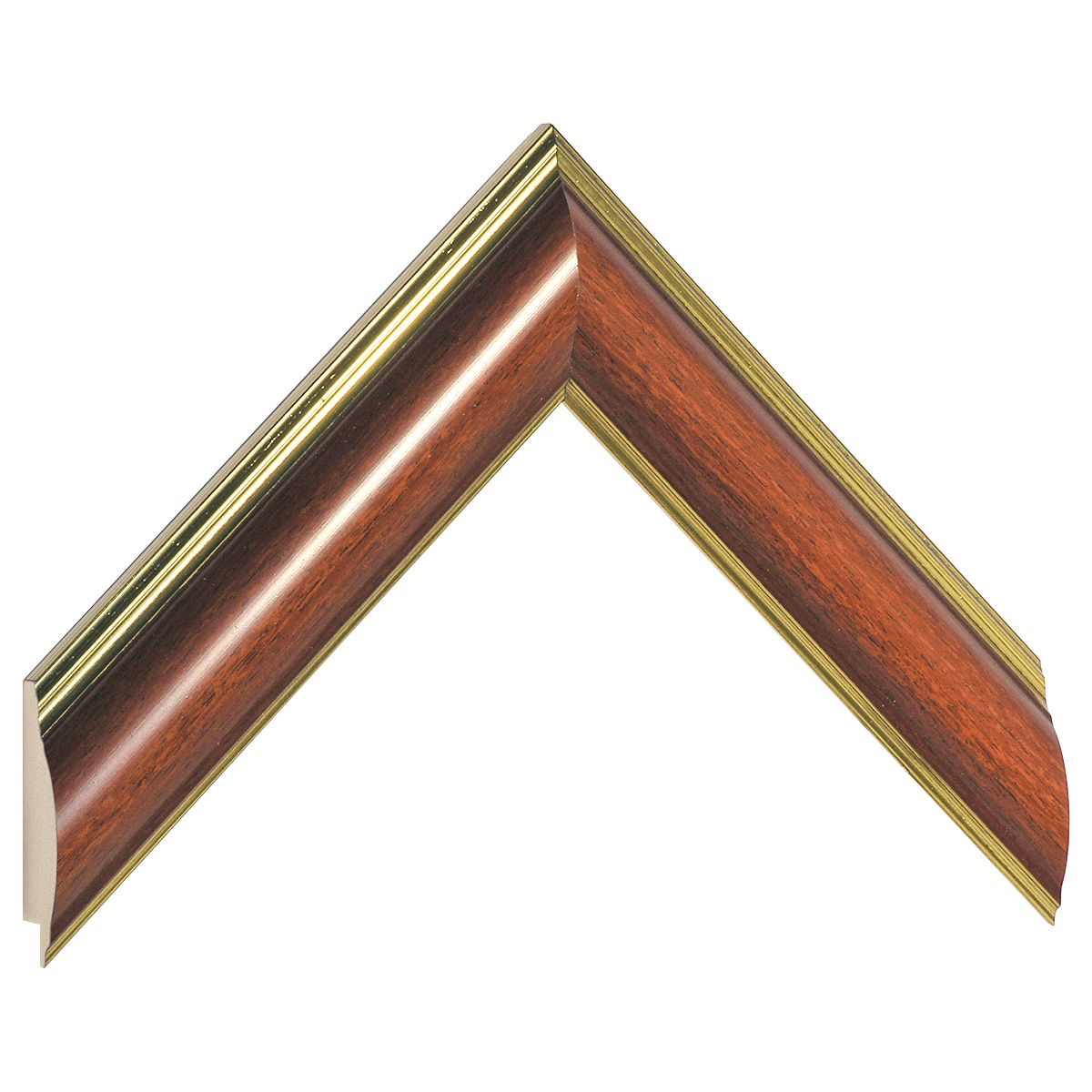Moulding finger-jointed pine, width 38mm, height 19 - Mahogany - Sample