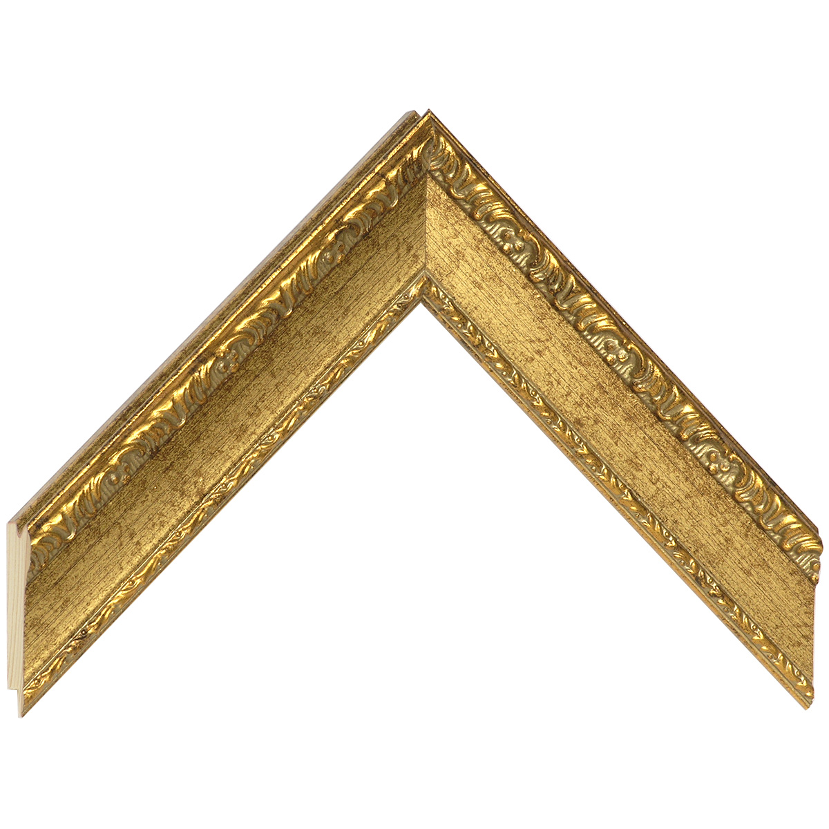 Moulding finger-jointed fir, width 35mm, height 23 - Gold, decorated - Sample