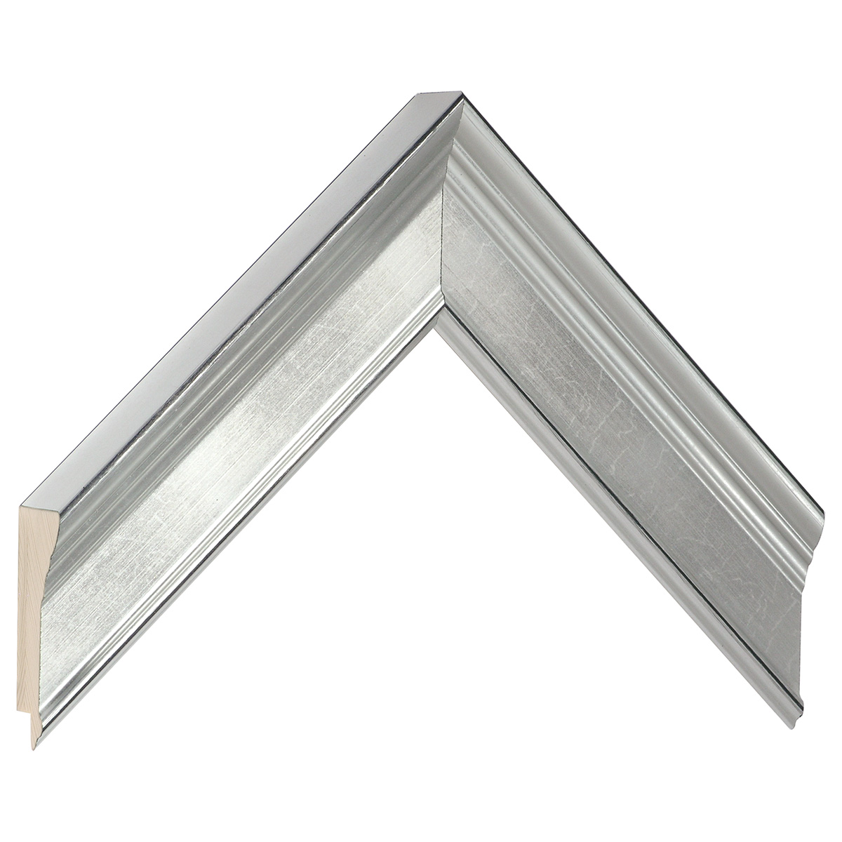 Moulding finger-jointed pine, width 43mm, height 28 - Silver - Sample
