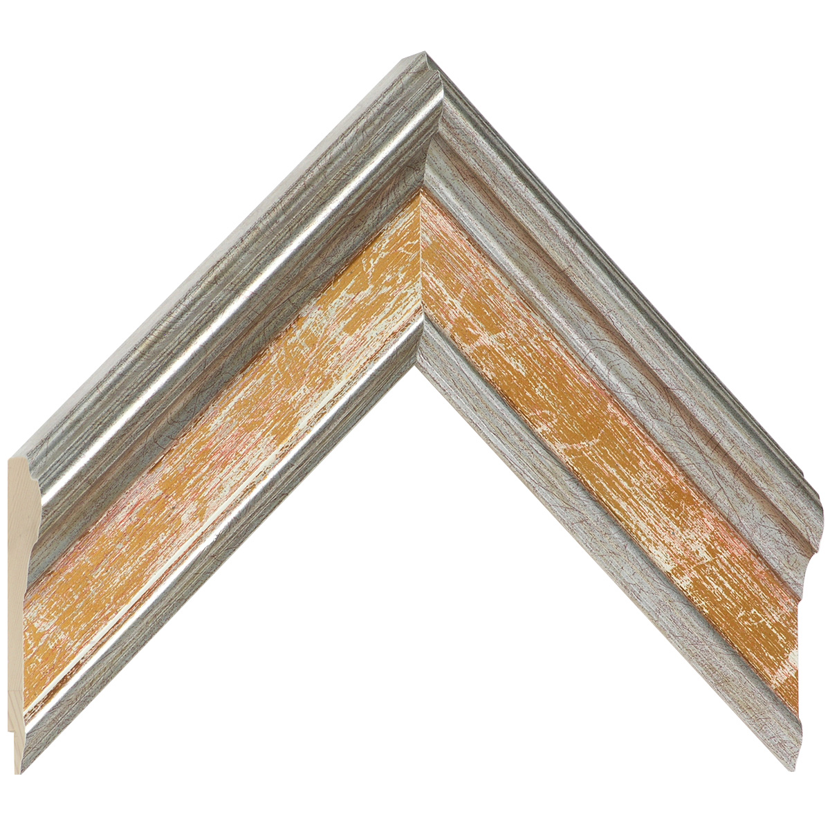 Moulding finger-jointed pine, width 57mm, height 33 - Ochre - Sample