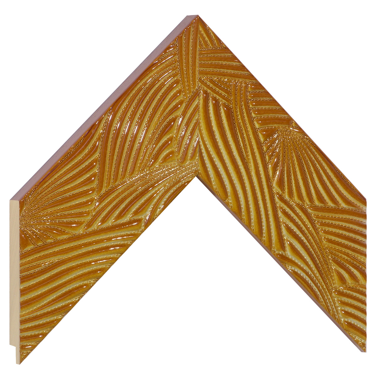 Moulding ayous, width 65mm, height 22 - Amber with relief decorations - Sample