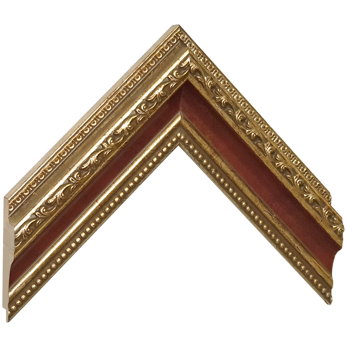 Moulding fingerjointed pine, width 53mm, height 35 - Gold-red - Sample