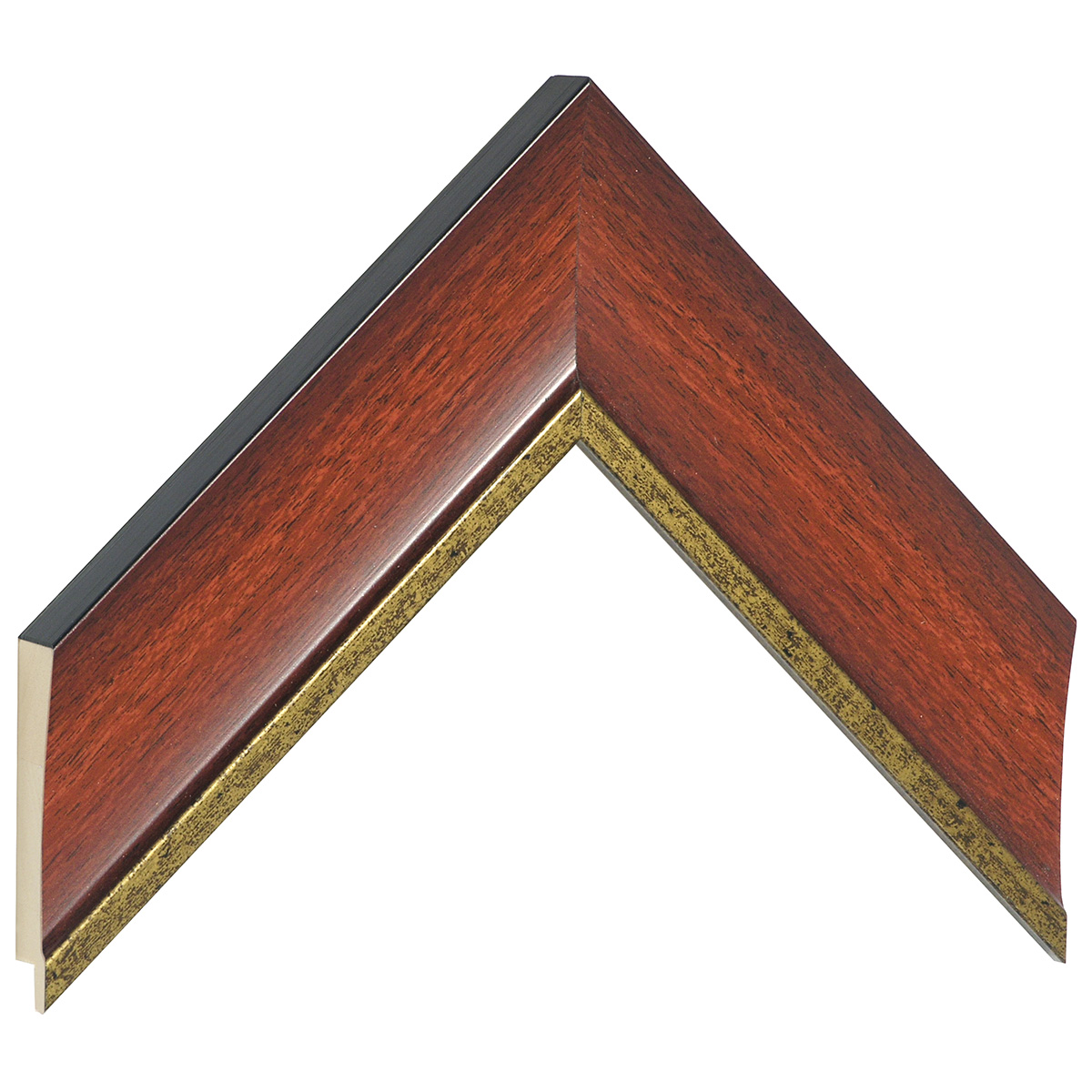 Moulding finger-jointed pine, width 50mm, height 20 - Mahogany, gold  - Sample