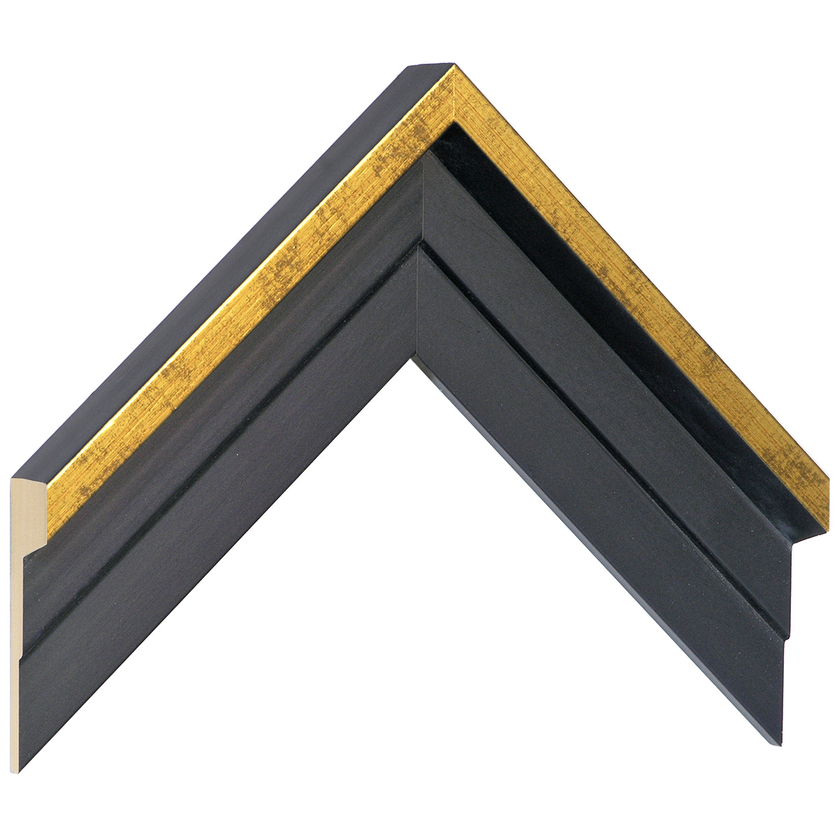 Moulding ayous L shape, Width 54mm Height 36 Black-Gold - Sample