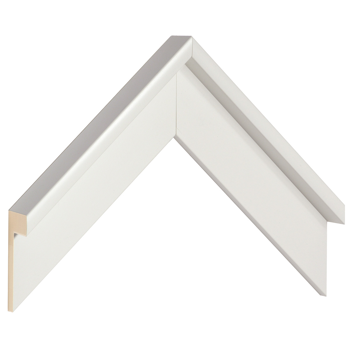 Moulding L shaped fingerjoint pine, width 44mm, height 34 - White - Sample