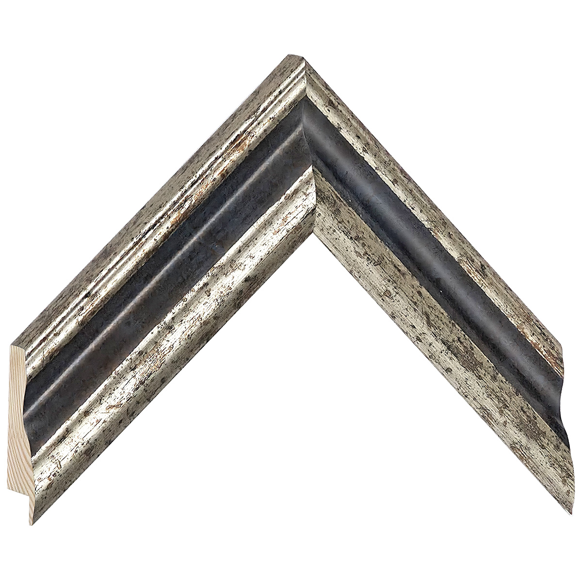 Moulding finger-jointed pine, width 45mm, height 32 - Silver - Sample