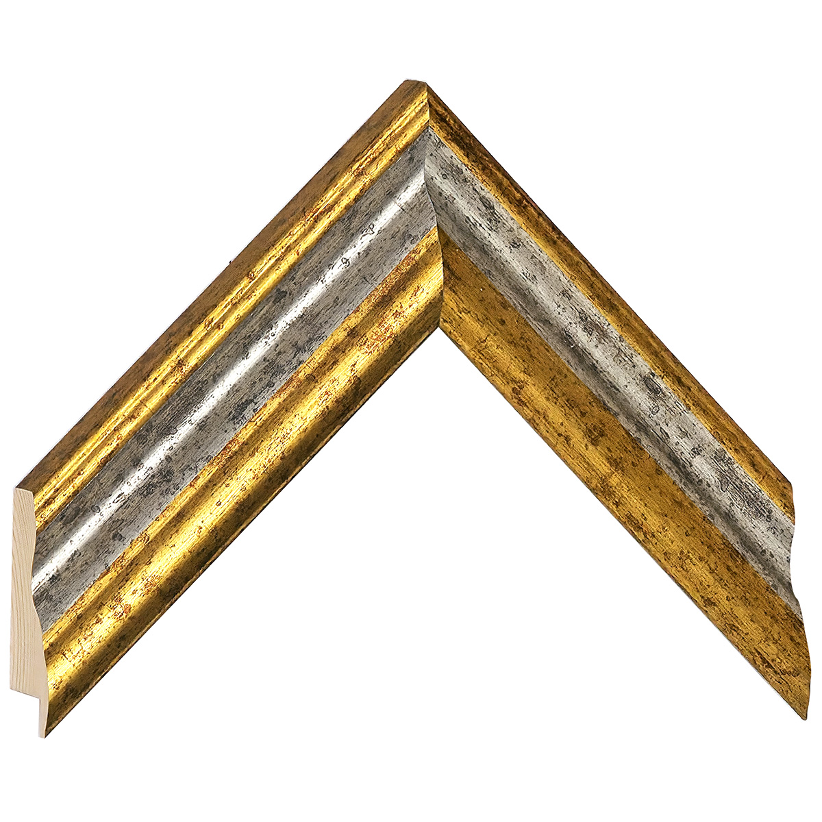 Moulding finger-jointed pine, width 45mm, height 32 - Gold - Siver - Sample